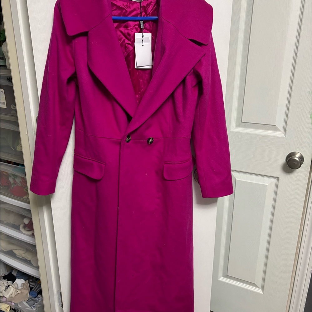 Chic Women's Magenta Trench Coat